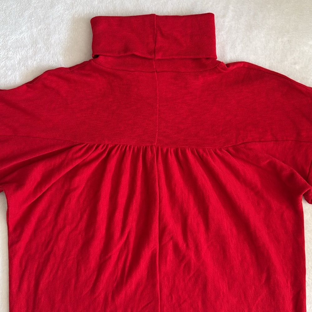 Maeve by Anthropologie | Mariah Gathered Turtleneck Lightweight Sweater Red (M) - Picture 12 of 16